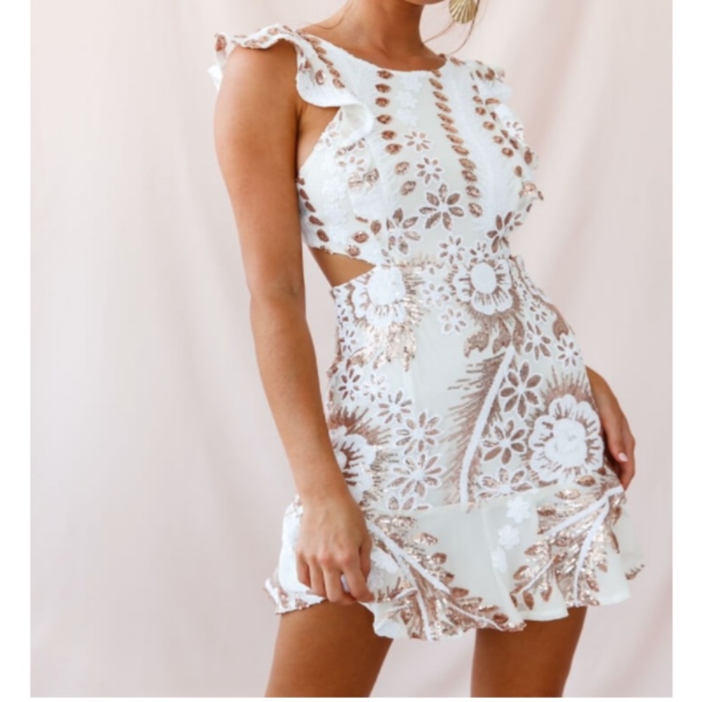 Sequin Dress White/Gold